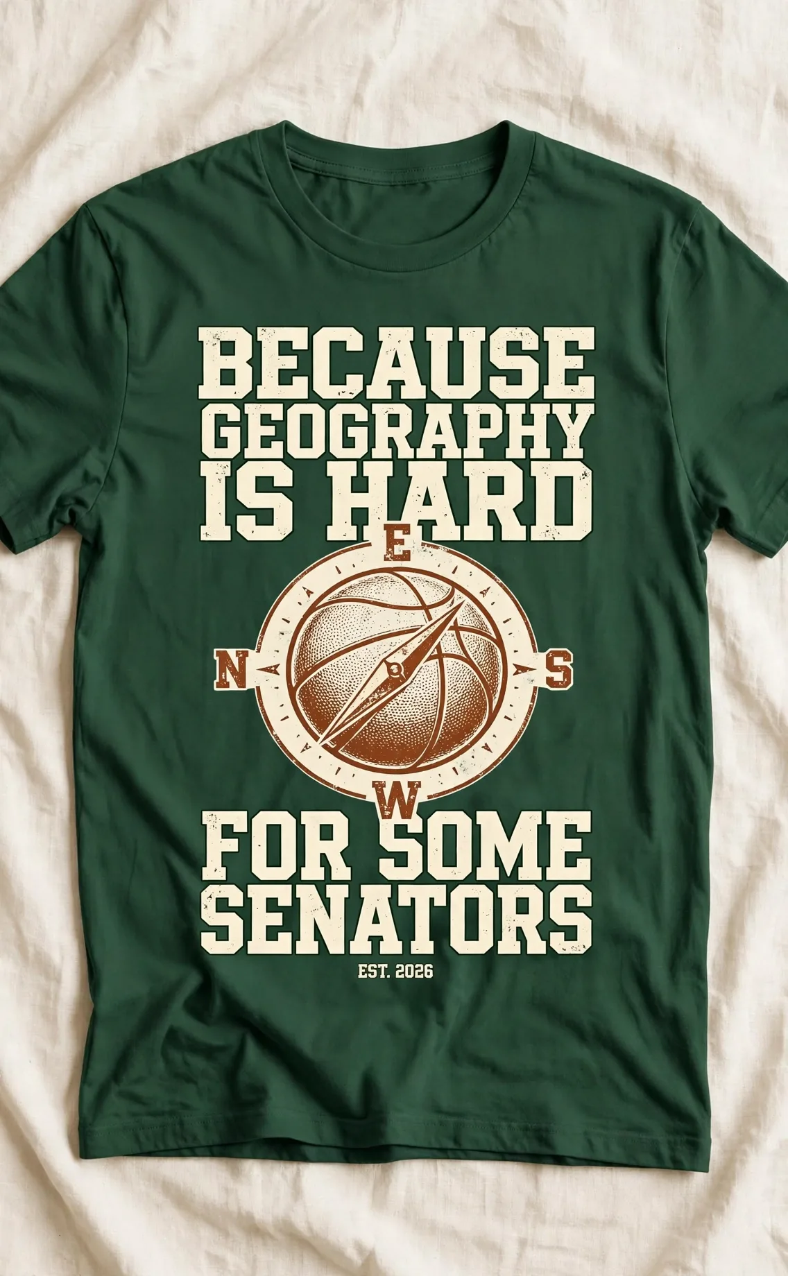 Atlanta Hawkeyes — Because geography is hard for adults — t-shirt with wrong-way compass