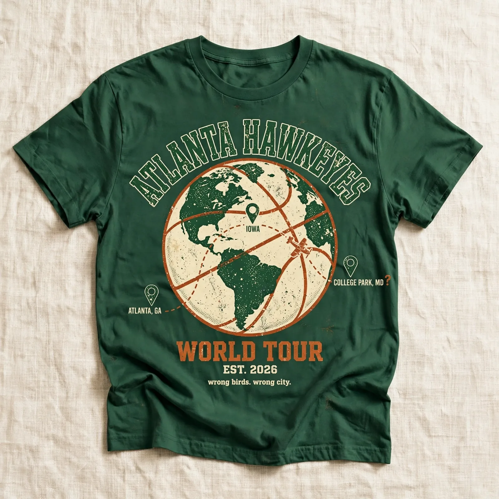 Atlanta Hawkeyes Global Edition — World Tour t-shirt with basketball globe